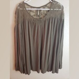 Lane Bryant 18/20 Lace Floral Long Sleeve Blouse